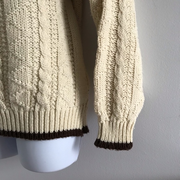 Jeff Laurent Cream and Brown Knitted Winter Sweater Vintage 90’s Y2K - Picture 8 of 16